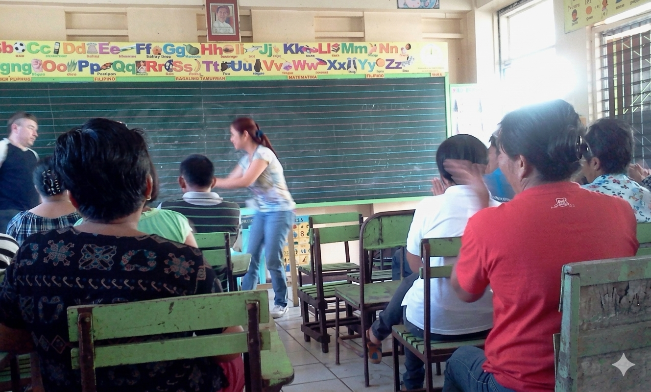 Coaches using neuro-linguistic programming (NLP) techniques to help Tacloban residents process disaster trauma.