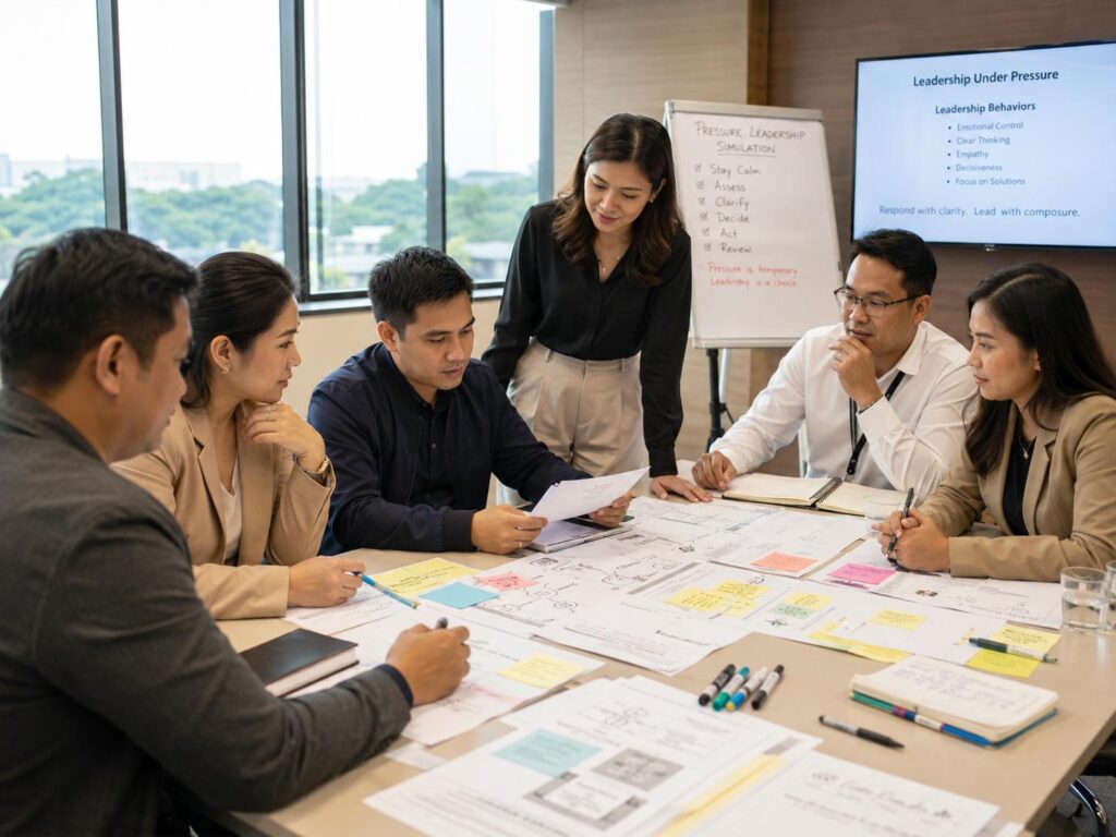 Filipino leaders joining a pressure-based leadership simulation